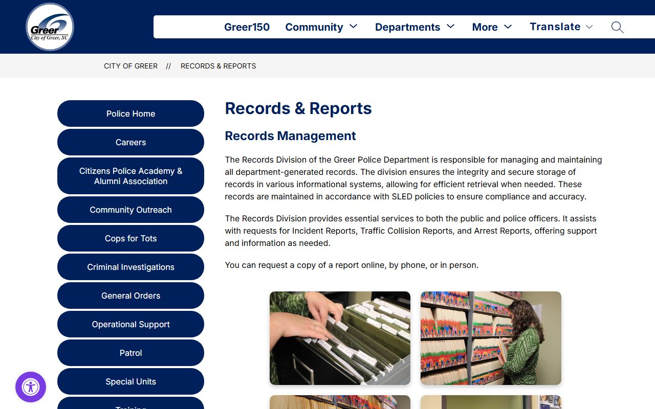 Greer Police Department warrant records