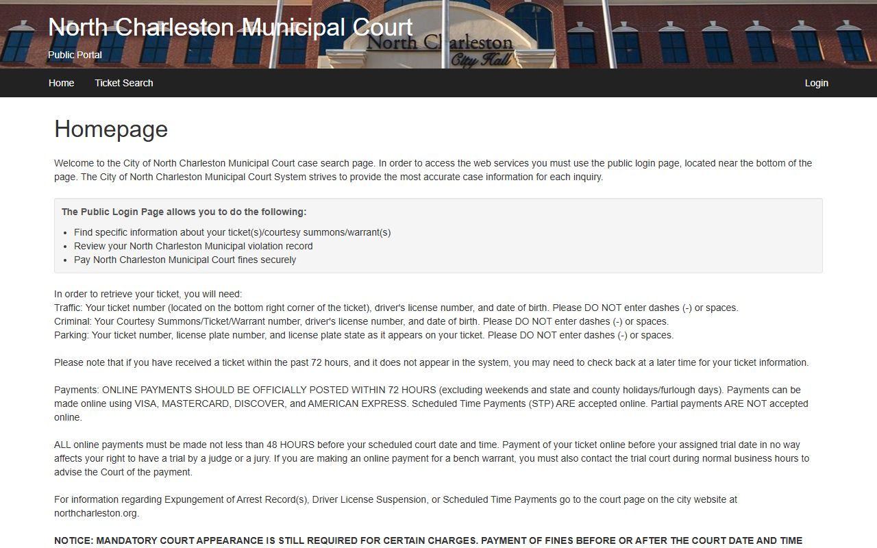 North Charleston municipal court warrant records