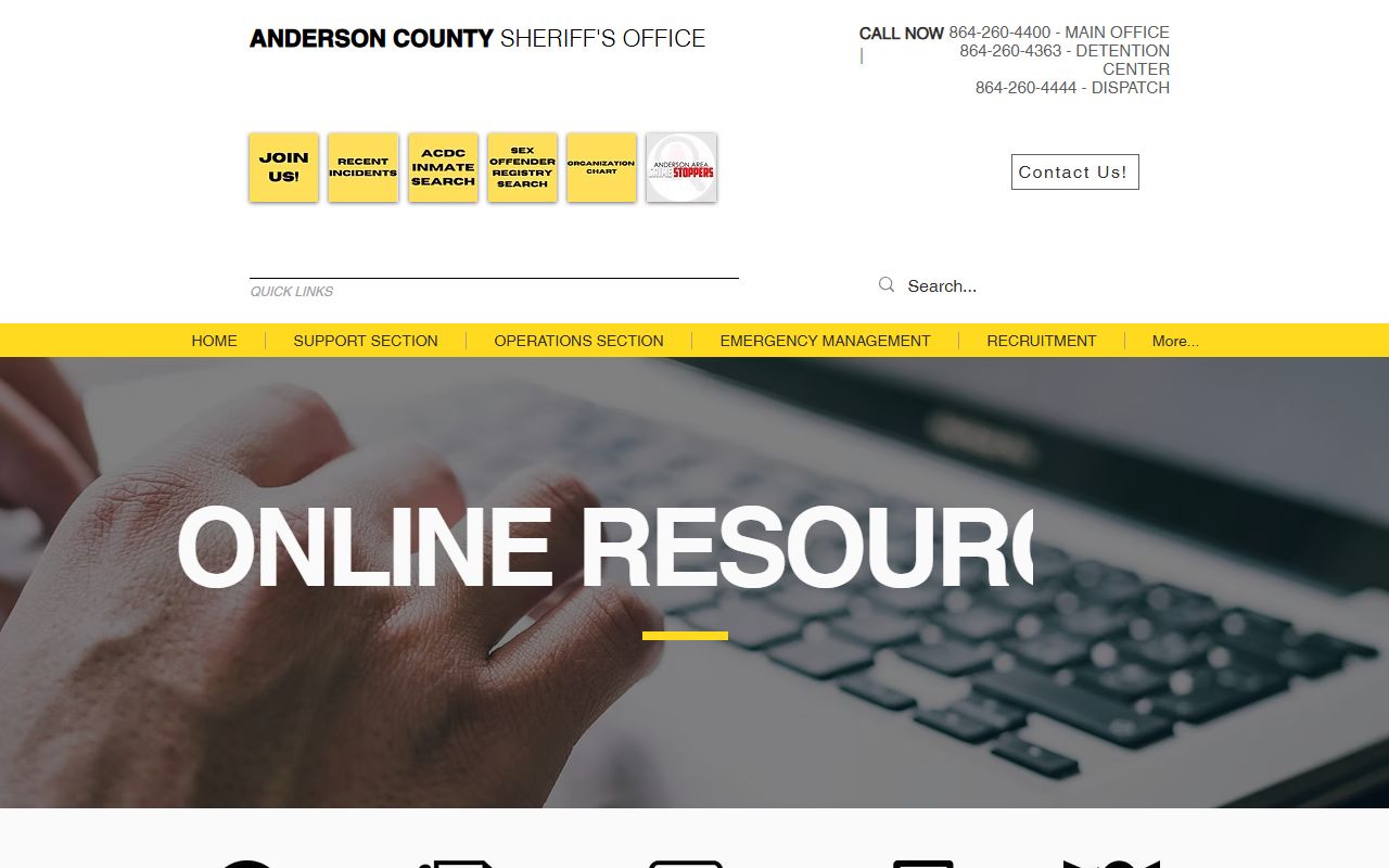 Anderson County Sheriff portal for Anderson warrant records