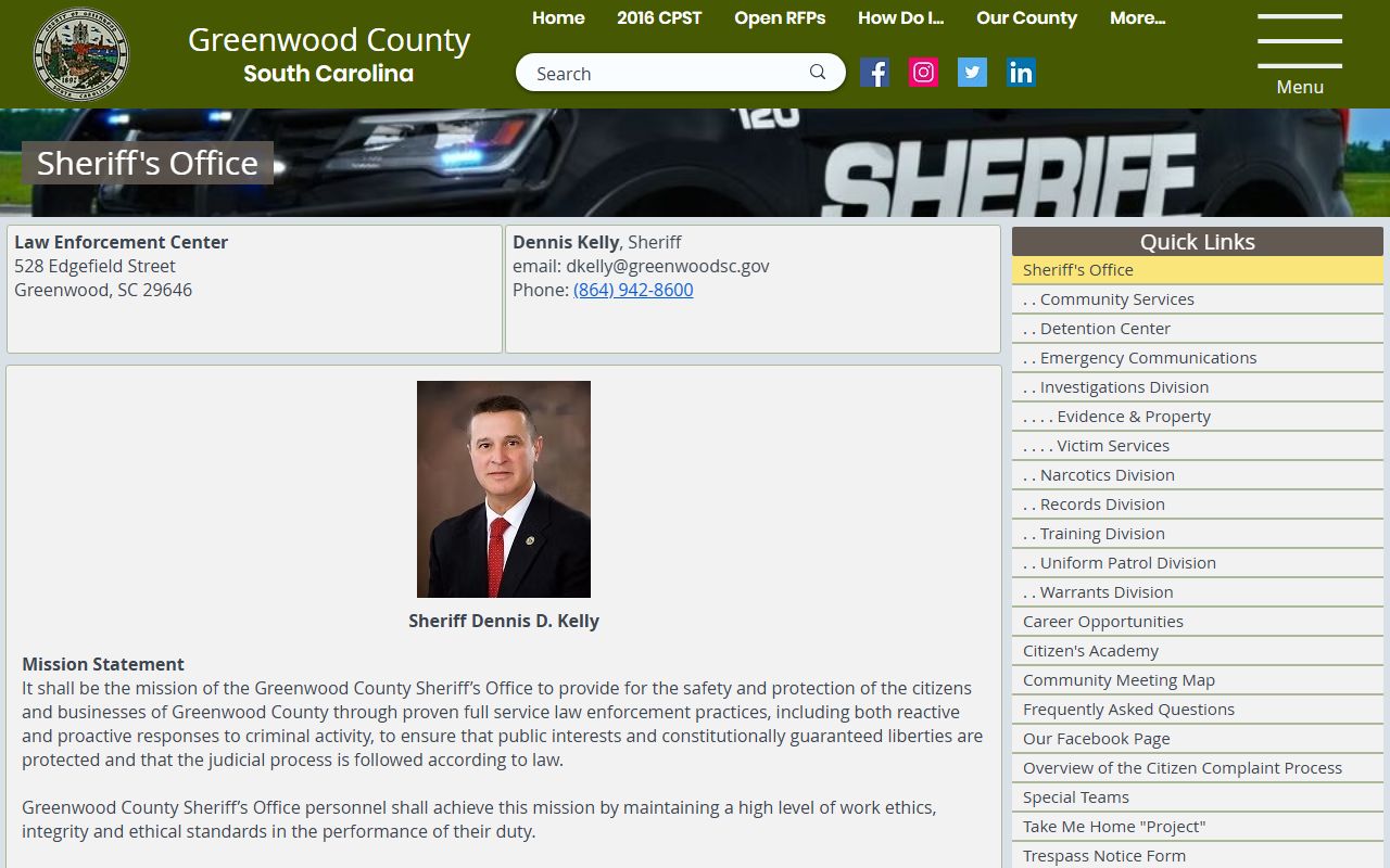 Greenwood County Sheriff warrant records office
